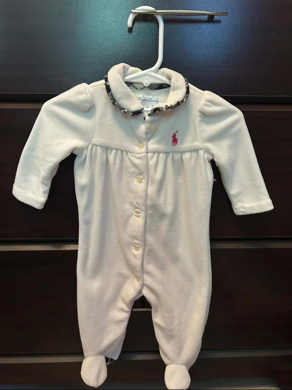 Ralph Lauren Cream Footed Baby One-Piece with red pony Size 3 months